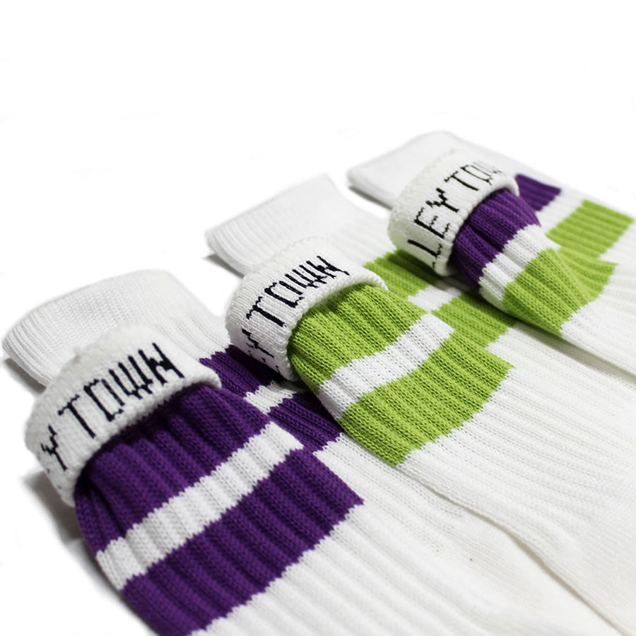 PACIFIC STANDARD TIME x ALL GOOD STORE / ラインソックス 靴下 / VALLEY TOWN - SUBWAY LINE COTTON SOCK - NAGAHORI GREEN / PST