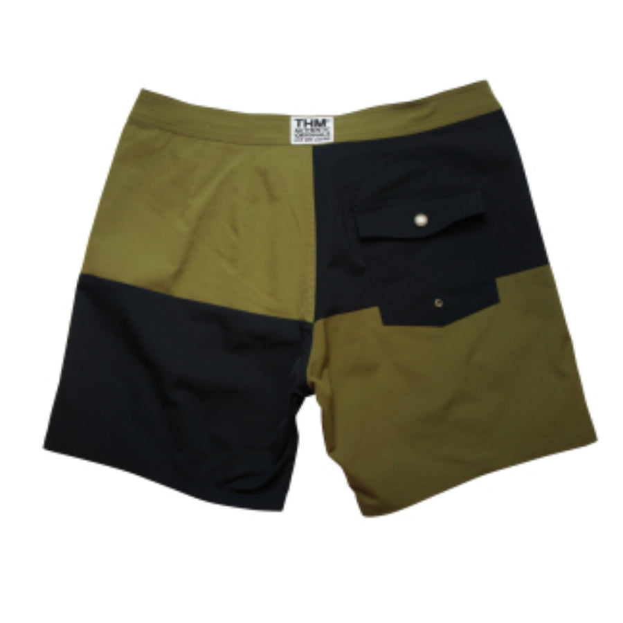 THE HARD MAN(ザハードマン)/ ボードショーツ 海パン / STRETCH 2TONE BAGGIES - BLACK x KHAKI / THM-0641 / メンズ WAX