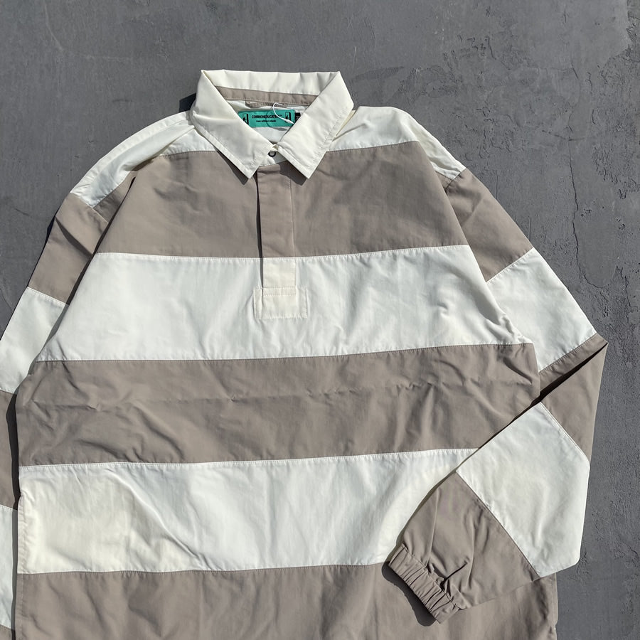 COMMON EDUCATION (コモンエデュケーション) / 速乾ナイロン ラガーシャツ / RUGGER SHIRT - OFF WHITE x SAND / 30087 / メンズ
