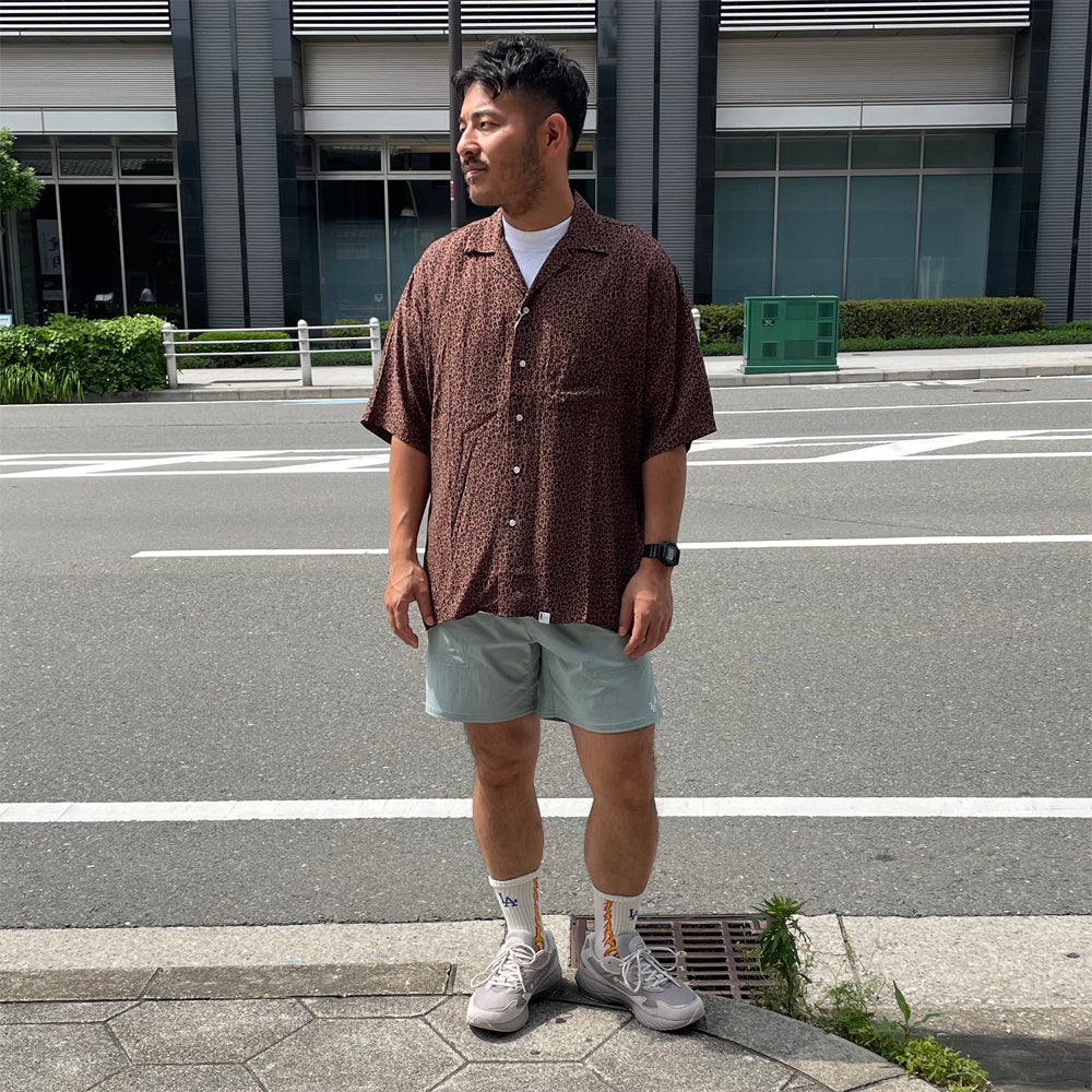 WAX(ワックス) / 半袖オープンカラーシャツ / Leopard open shirt - BROWN / WX-0343 / メンズ THM 日本製