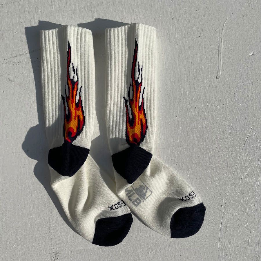 ROSTER SOX(ロスターソックス) x MLB / 靴下 クルーソックス / MLB FIRE SOCKS - WHITE / MLB-192-Yankees / メンズ