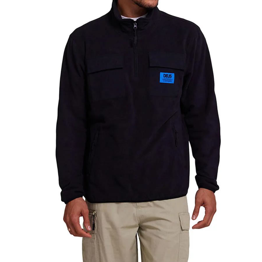 DEUS EX MACHINA (デウスエクスマキナ) / フリース ハーフジップジャケット / SECTION ZIP NECK FLEECE - BLACK / DMP248363 / メンズ