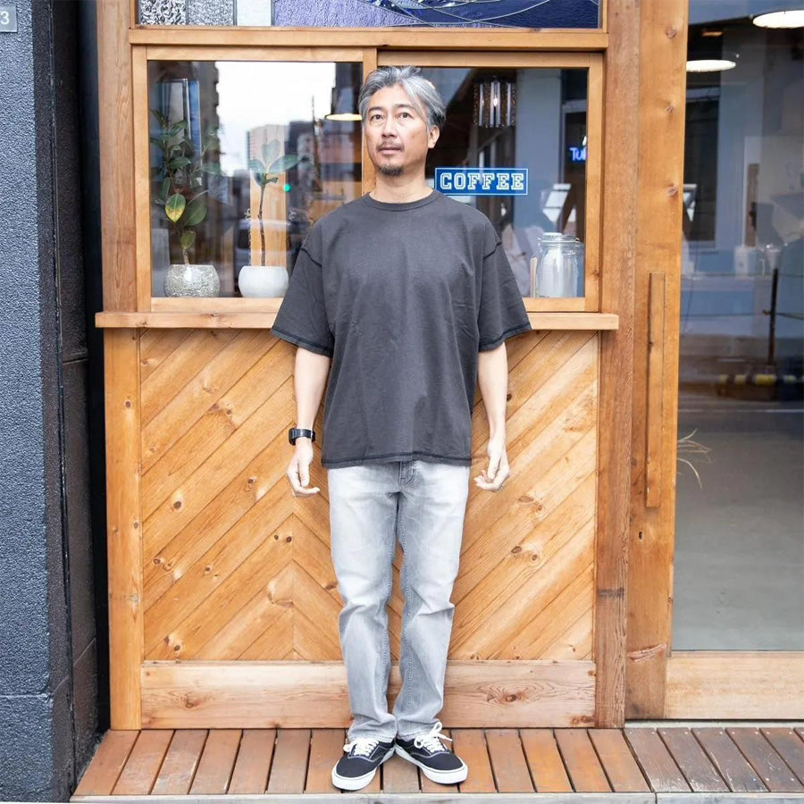 TURN ME ON(ターンミーオン) / 半袖 ドロップショルダーT / ヘンプコットン ドロップショルダーTEE - CHARCOAL / 125-591