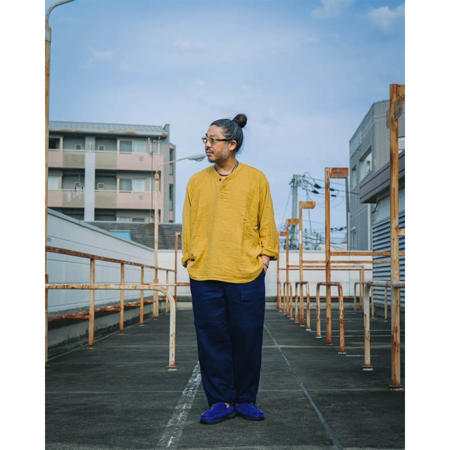 NASNGWAM (ナスングワム) / ダブルガーゼ プルオーバー バグラントシャツ / VAGRANT SHIRT - MUSTARD / S0561104 / メンズ 日本製
