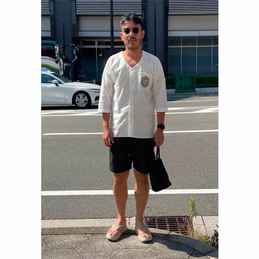 WAX(ワックス) / 鯉口シャツ / Koikuchi-shirts "箱文字" - 白 / WX-0461 / メンズ THM