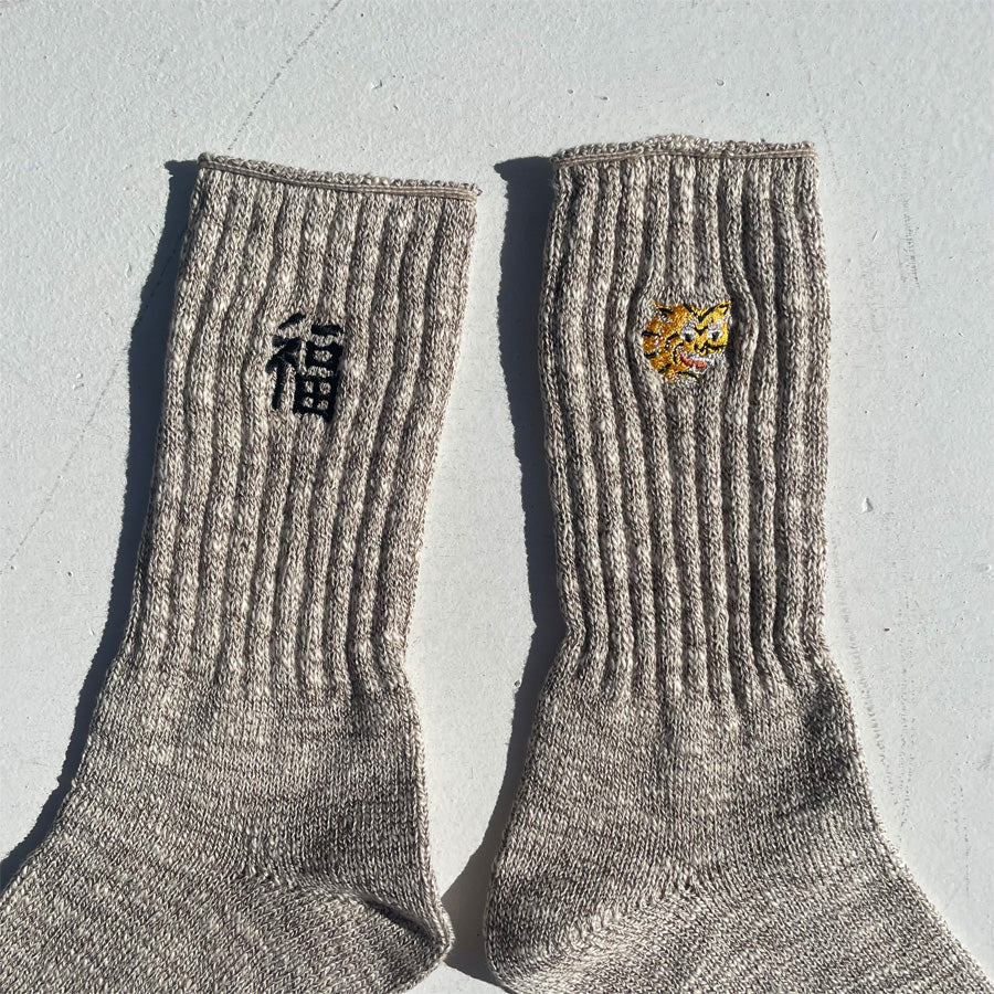 ROSTER SOX(ロスターソックス) / 靴下 クルーソックス / B TIGER - BEIGE / RS-463 / メンズ レディース 虎 福 タイガー