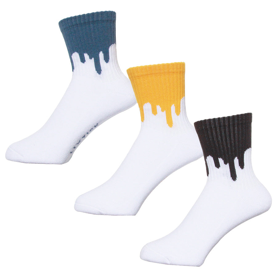 LIXTICK(リックスティック) / 靴下 クルーソックス / DRIP SOCKS 3PACK - 8TH(GRAY BLUE,HONEY,GREY)