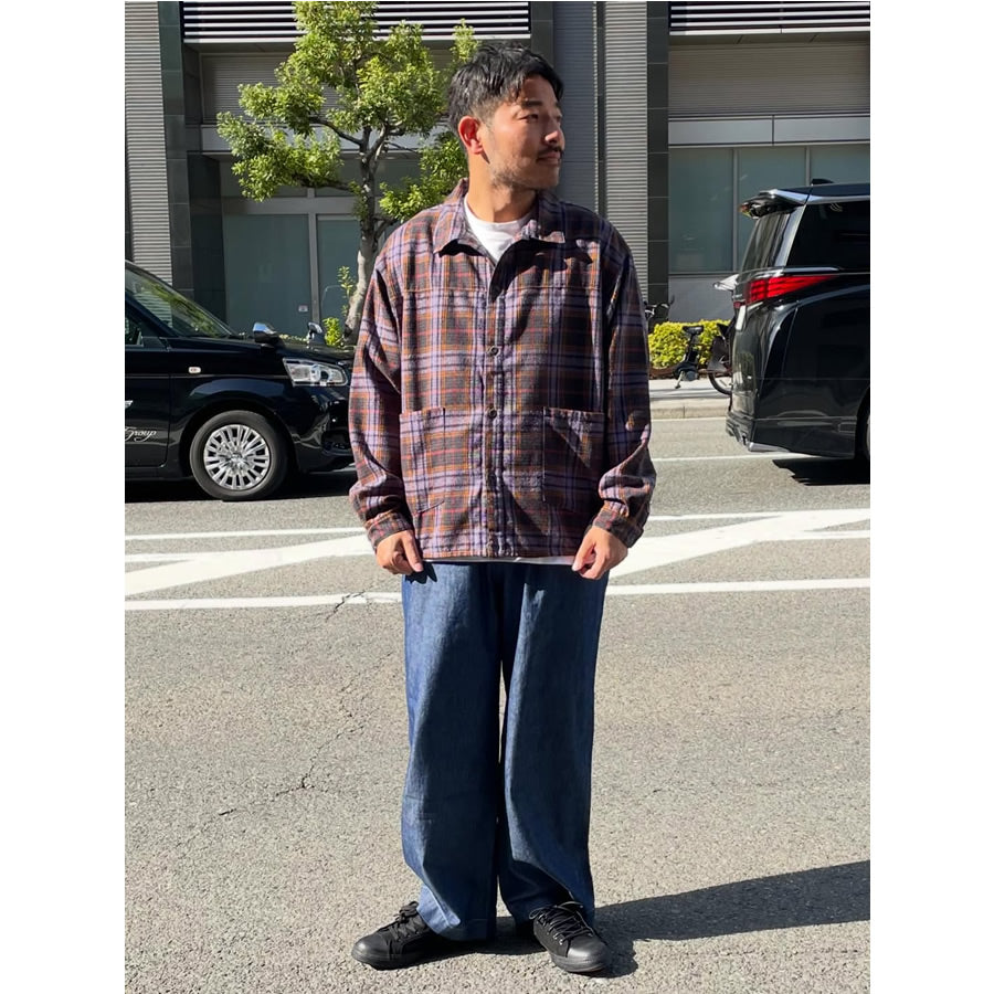 NASNGWAM (ナスングワム) / チェックシャツジャケット 長袖 / LIVE CHECK JACKET - PURPLE / SJ2607005 / 日本製 メンズ