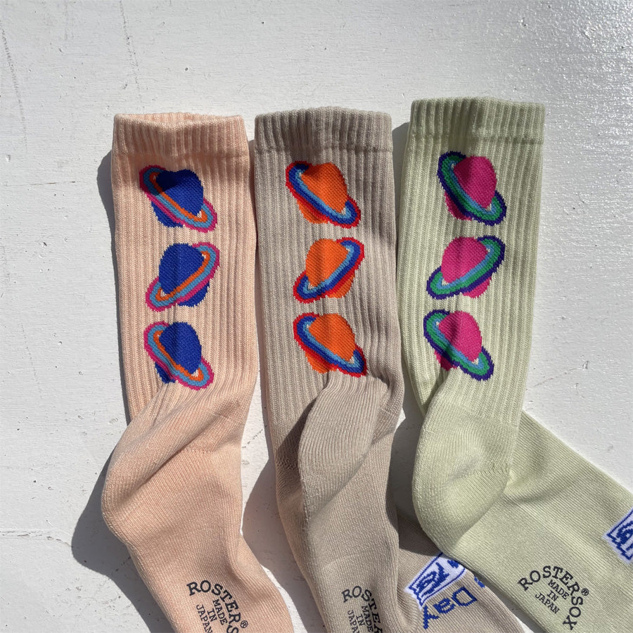 ROSTER SOX(ロスターソックス) / 靴下 クルーソックス 宇宙 / GALAXY - GREEN / RS-484 / メンズ レディース