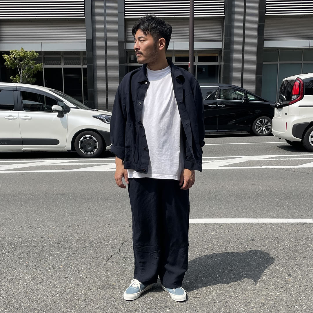 NASNGWAM (ナスングワム) / 日本製 レーヨンリネンジャケット 長袖 / ATELIER JACKET - DARK NAVY / J2622009 / メンズ