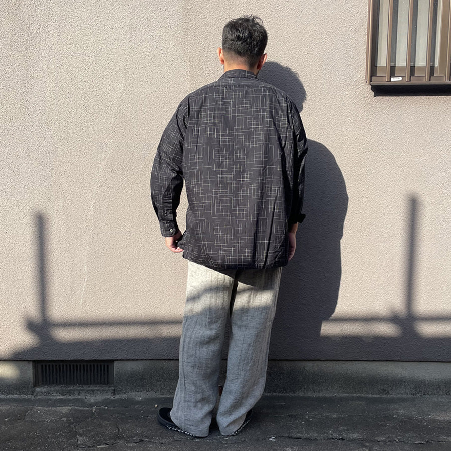 WAX(ワックス) / 長袖オープンカラーシャツ / FADE CHECK OPEN SHIRTS - BLACK / WX-0495 / メンズ THM 日本製