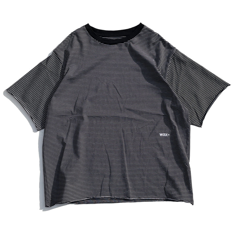 WAX(ワックス) / 半袖カットオフTシャツ / Pin stripe cut off tee - BLACK / WX-0505 / メンズ THM