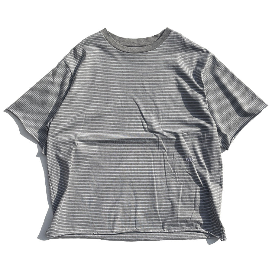 WAX(ワックス) / 半袖カットオフTシャツ / Pin stripe cut off tee - GRAY / WX-0505 / メンズ THM