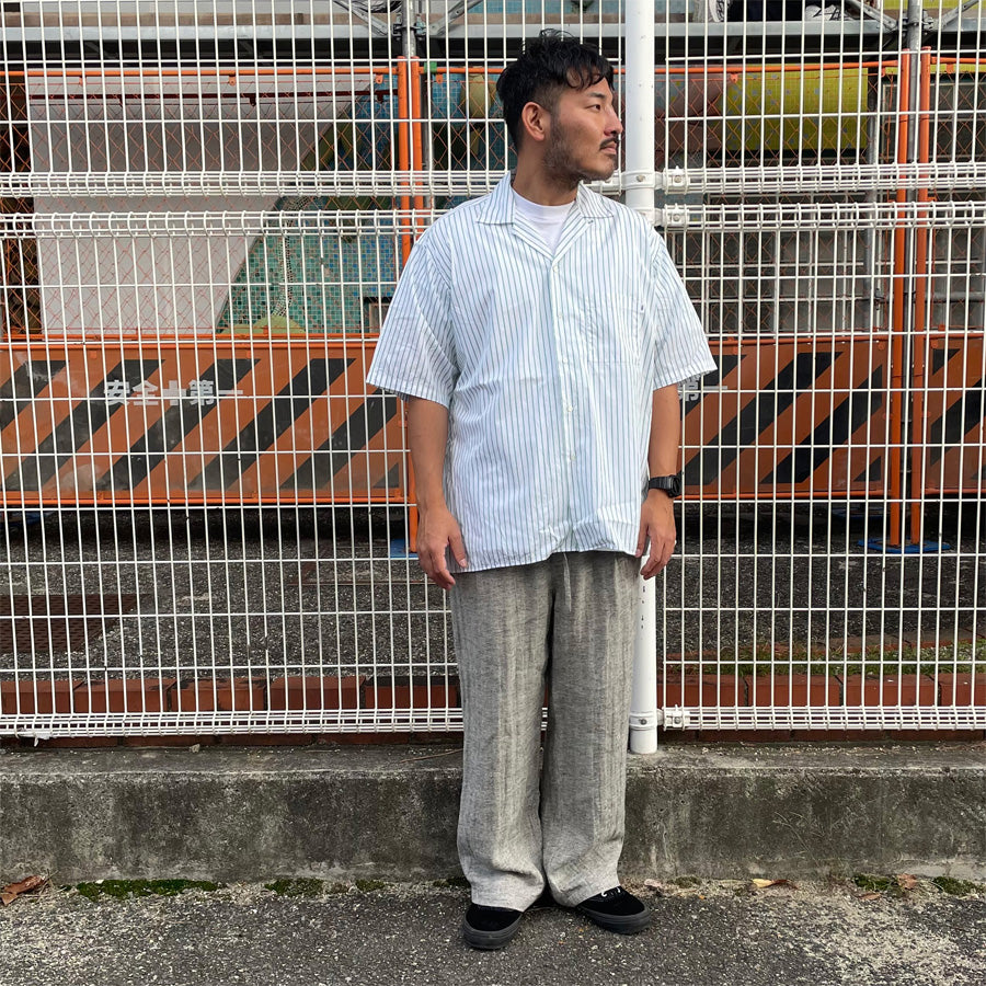 WAX(ワックス) / 半袖オープンカラーシャツ / Stripe open shirts - GREEN / WX-0503 / メンズ THM 日本製