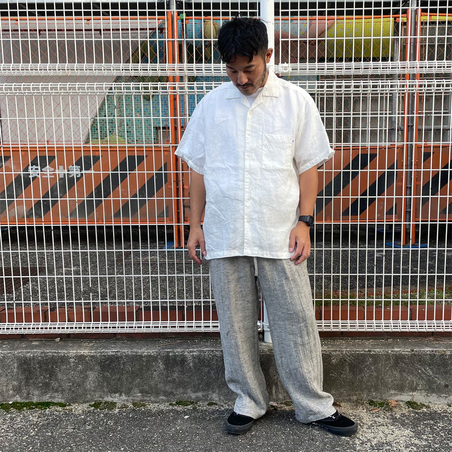 WAX(ワックス) / 半袖 リネンシャツ / LINEN SHIRTS - WHITE / WX-0504 / メンズ THM 日本製