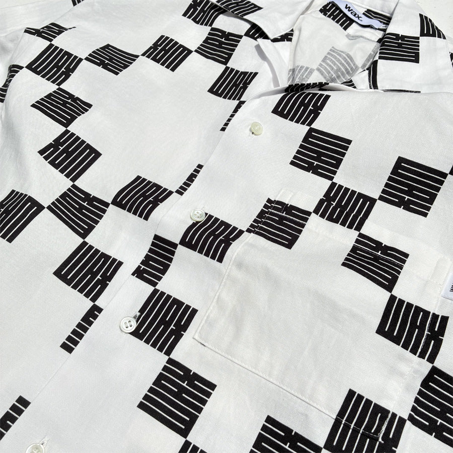 WAX(ワックス) / オープンカラーシャツ 半袖 角字/ Kakuji open shirts - 白 / WX-0526 / メンズ THM