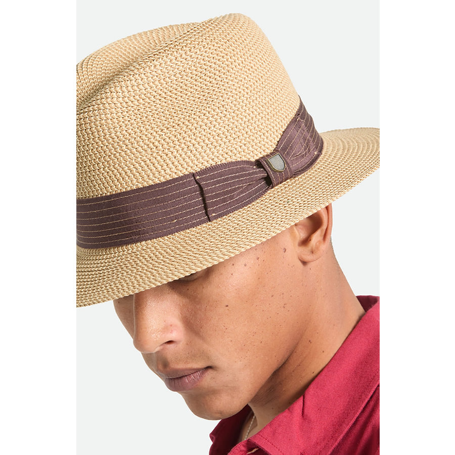 BRIXTON ( ブリクストン ) / パッカブル ストローハット 帽子 / ROMA STRAW PACKABLE FEDORA - MULTI BROWN x CHOCOLATE / 12008 - MLBRC