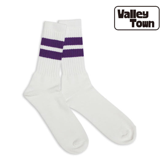 PACIFIC STANDARD TIME x ALL GOOD STORE / ラインソックス 靴下 / VALLEY TOWN - SUBWAY LINE COTTON SOCK - TANIMACHI PURPLE / PST
