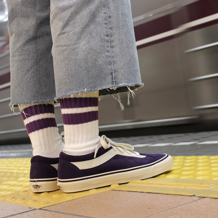PACIFIC STANDARD TIME x ALL GOOD STORE / ラインソックス 靴下 / VALLEY TOWN - SUBWAY LINE COTTON SOCK - TANIMACHI PURPLE / PST