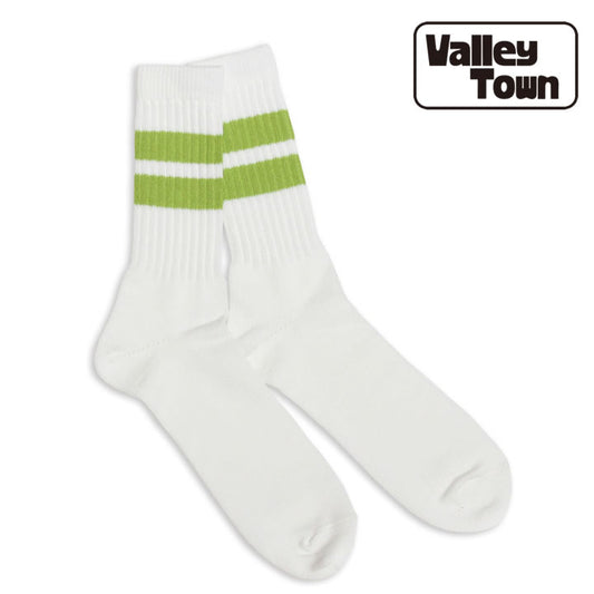 PACIFIC STANDARD TIME x ALL GOOD STORE / ラインソックス 靴下 / VALLEY TOWN - SUBWAY LINE COTTON SOCK - NAGAHORI GREEN / PST