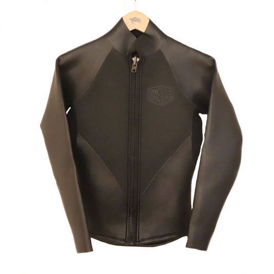 DEUS EX MACHINA ( デウスエクスマキナ ) ウェットスーツ 長袖 タッパー ロゴ / LONG SLEEVE TOP 2mm / BLACK x BLACK / フロントジップ