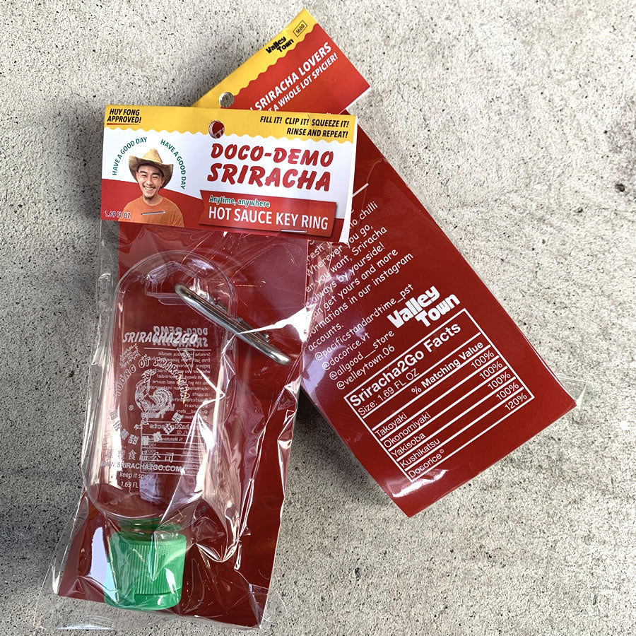 PST x ALL GOOD STORE / VALLEY TOWN　ドコデモシラチャー キーリング / DOCO-DEMO SRIRACHA KEYRING / シラチャーソース キーホルダー