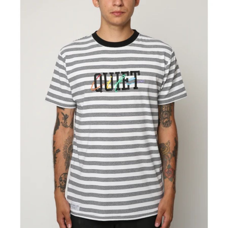 THE QUIET LIFE ザ クワイエット ライフ / Tシャツ 半袖 / RAINBOW EMBROIDERED TEE - STRIPE / 20SPD1-1114 / メンズ
