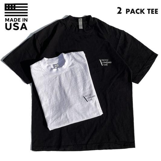PACIFIC STANDARD TIME  / LOGO SS 2PACK TEE - WHITE & BLACK 2枚組 半袖Tシャツ  カラー組み換え可