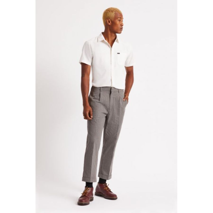 BRIXTON ブリクストン / トラウザーパンツ / RELAXED FIT / REGENT RESERVE TROUSEE - HEATHER GREY x DARK BRICK STRIPE 04217