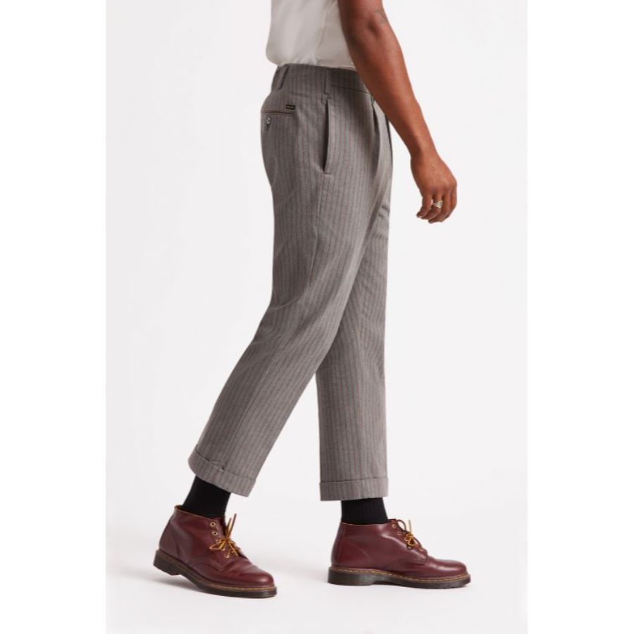 BRIXTON ブリクストン / トラウザーパンツ / RELAXED FIT / REGENT RESERVE TROUSEE - HEATHER GREY x DARK BRICK STRIPE 04217