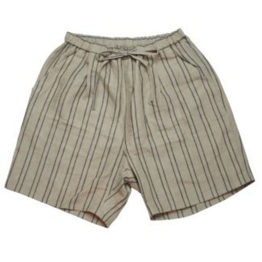 WAX(ワックス)  / イージーショーツ リネン素材 / LINEN STRIPE WIDE EASY SHORTS - KHAKI / WX-0142 /  THM メンズ