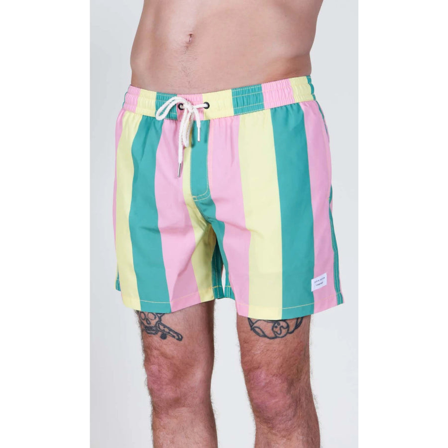 DUVIN(ドゥービン) / 水陸両用 街履きボードショーツ 短パン / PASTEL STRIPE SWIM SHORT - PINK / メンズ