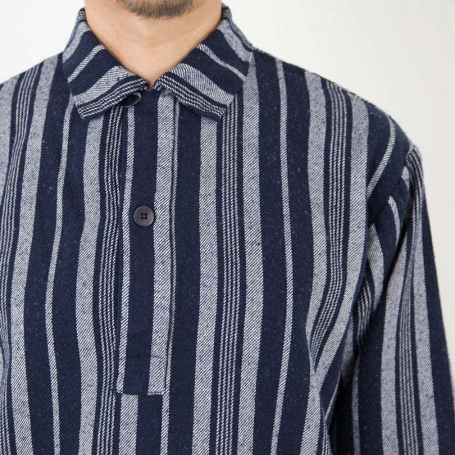 TURN ME ON(ターンミーオン) / 長袖シャツ / ルーズシルエットストライプP/Oシャツ - NAVY / 321-104 / メンズ
