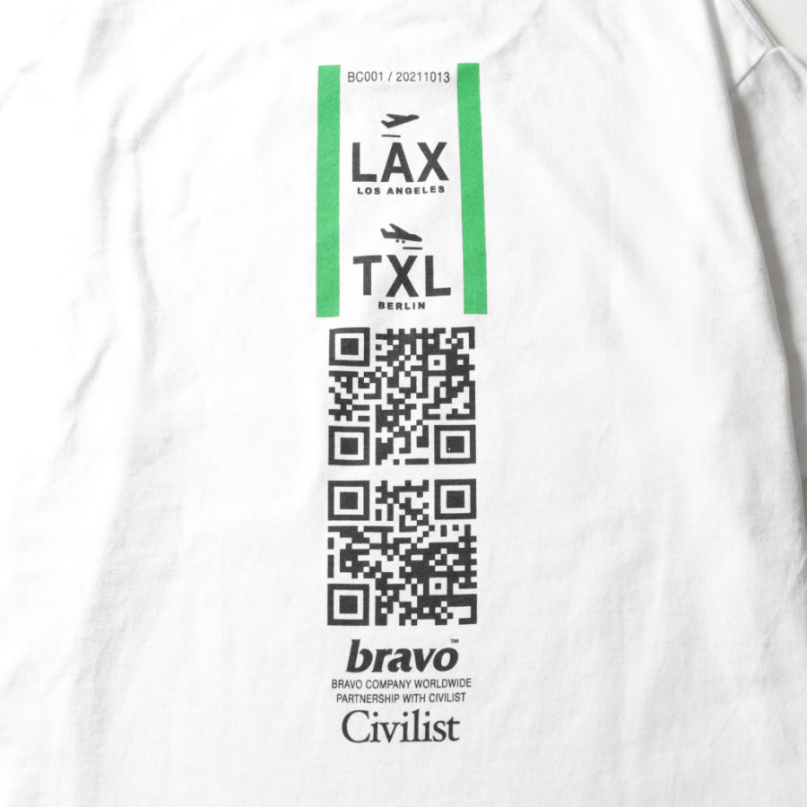 BRAVO ブラボー / Tシャツ 半袖 / CIVILIST コラボ / bravo x Civilist T-shirt  - WHITE