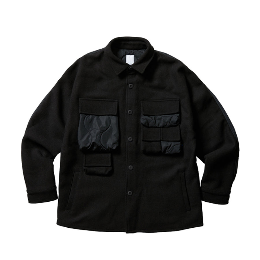 LIBERAIDERS(リベレイダース) / ウール x 中綿キルティング ジャケット / QUILTED UTILITY SHIRT - BLACK / 721012103 / メンズ