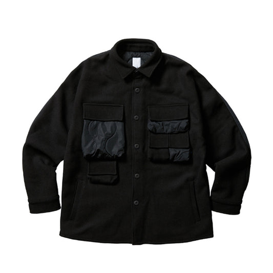 LIBERAIDERS(リベレイダース) / ウール x 中綿キルティング ジャケット / QUILTED UTILITY SHIRT - BLACK / 721012103 / メンズ