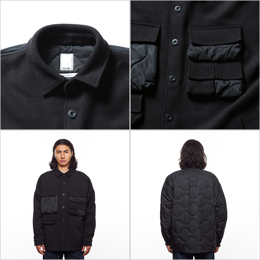 LIBERAIDERS(リベレイダース) / ウール x 中綿キルティング ジャケット / QUILTED UTILITY SHIRT - BLACK / 721012103 / メンズ