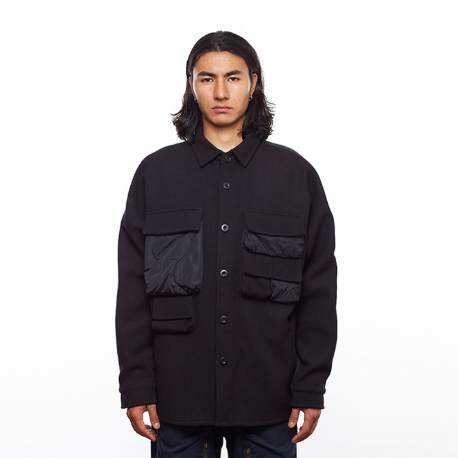 LIBERAIDERS(リベレイダース) / ウール x 中綿キルティング ジャケット / QUILTED UTILITY SHIRT - BLACK / 721012103 / メンズ