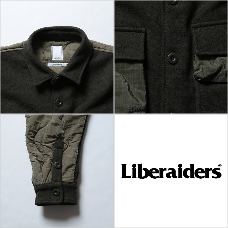 LIBERAIDERS(リベレイダース) / ウール x 中綿キルティング ジャケット / QUILTED UTILITY SHIRT - OLIVE / 721012103 / メンズ