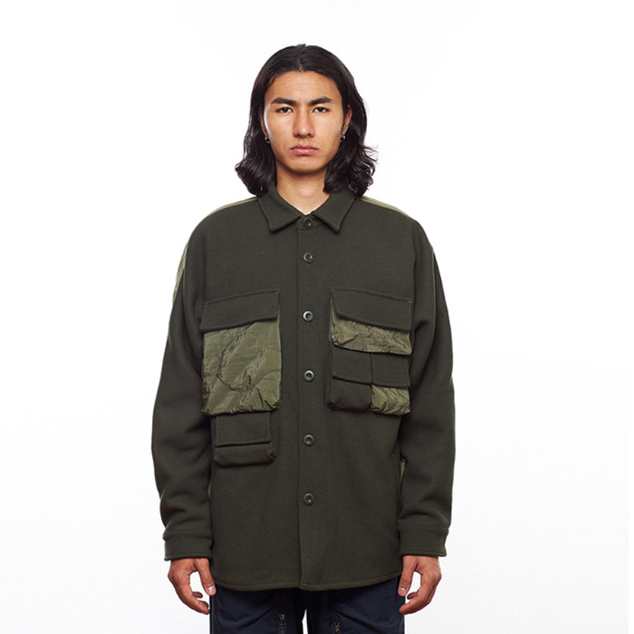 LIBERAIDERS(リベレイダース) / ウール x 中綿キルティング ジャケット / QUILTED UTILITY SHIRT - OLIVE / 721012103 / メンズ