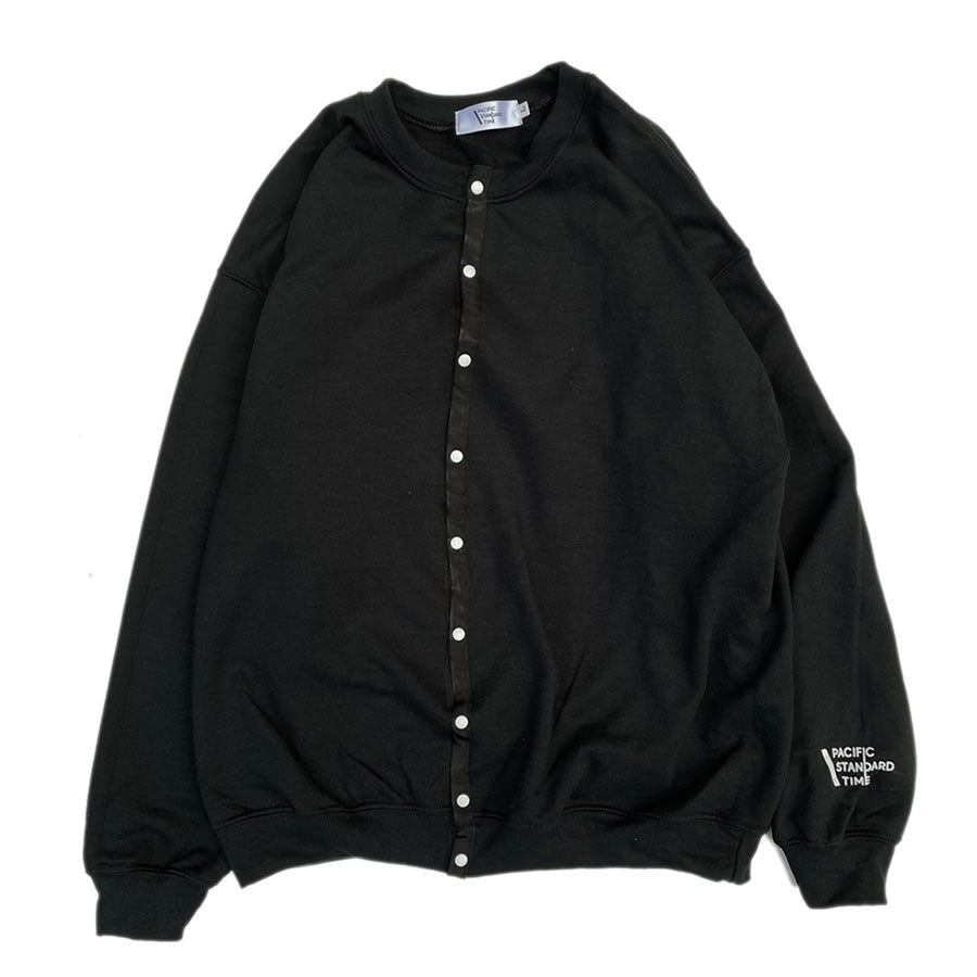 PACIFIC STANDARD TIME / 裏起毛スウェットカーディガン / STANDARD SNAP CREW - BLACK x BLACK / メンズ PST