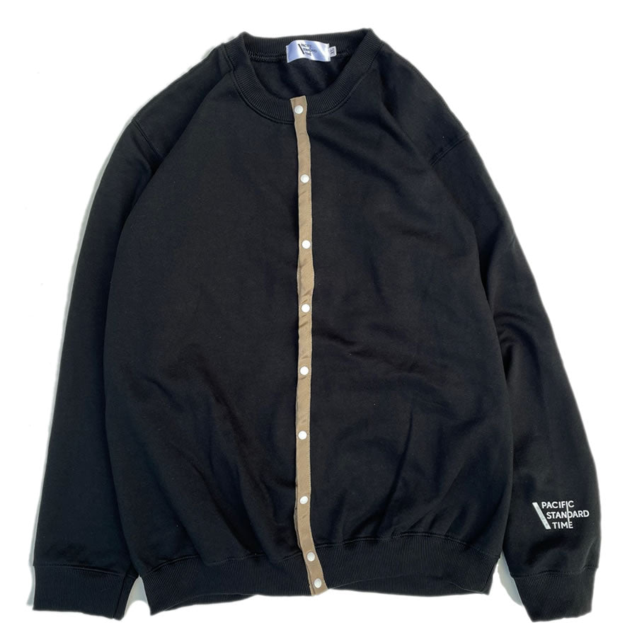 PACIFIC STANDARD TIME / スウェットカーディガン / STANDARD SNAP CREW - BLACK x TAUPE(BEIGE) / メンズ