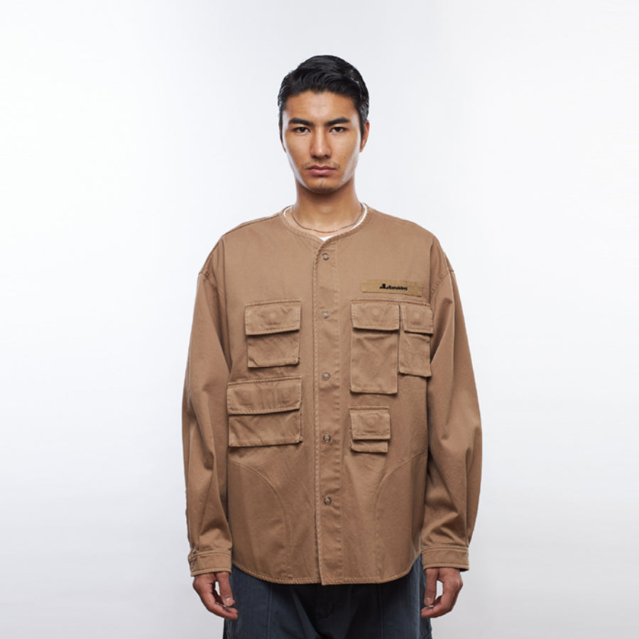 LIBERAIDERS(リベレイダース) / ノーカラ―シャツ ジャケット/ UTILITY L/S SHIRTS - COYOTE / 711032201 / メンズ