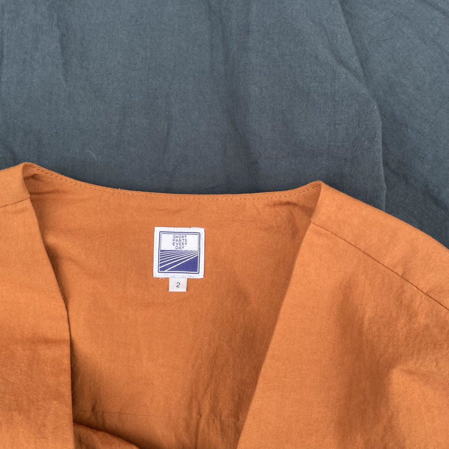 SHORT PANTS EVERY DAY  / 半袖ノーカラーシャツ / LOOSE CARDIGAN S/S - D ORANGE / SPED-0085 / メンズ