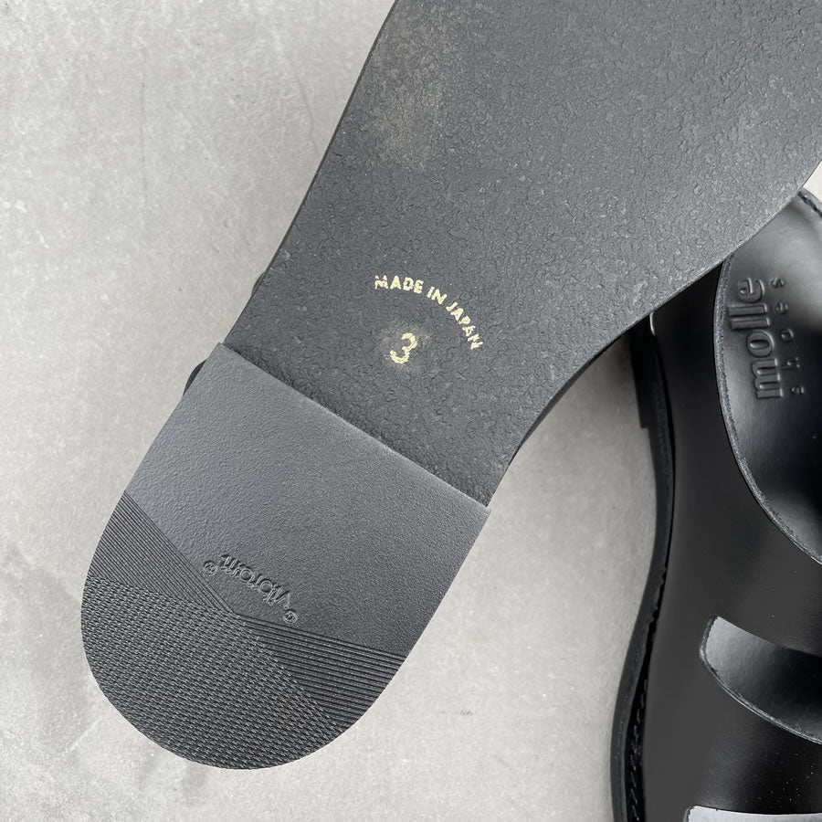 MOLLE SHOES (モールシューズ) / 日本製 レザーサンダル / TRIPLE BELT SANDAL - BLACK / MLS210301-5 / メンズ