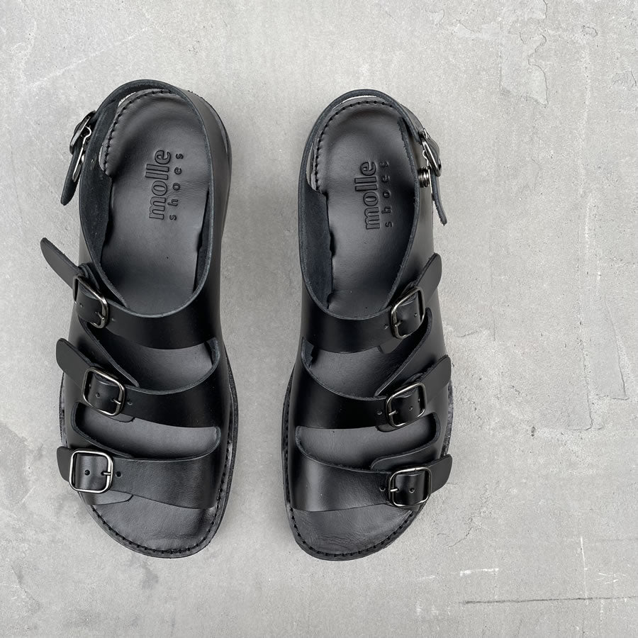 MOLLE SHOES (モールシューズ) / 日本製 レザーサンダル / TRIPLE BELT SANDAL - BLACK / MLS210301-5 / メンズ