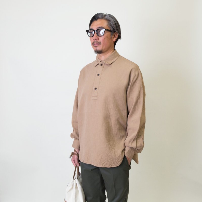 TURN ME ON(ターンミーオン) / 長袖プルオーバーシャツ / ルーズシルエットP/Oシャツ - BROWN / 322-109 / メンズ