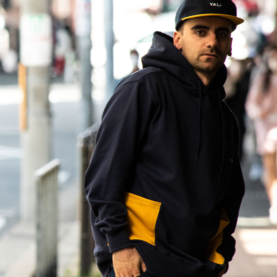 YALP by PLAY DESIGN (ヤルプ) / プルオーバーパーカー / HAND POCKET HOODIE - NAVY / Y22W1HPHD / メンズ P01