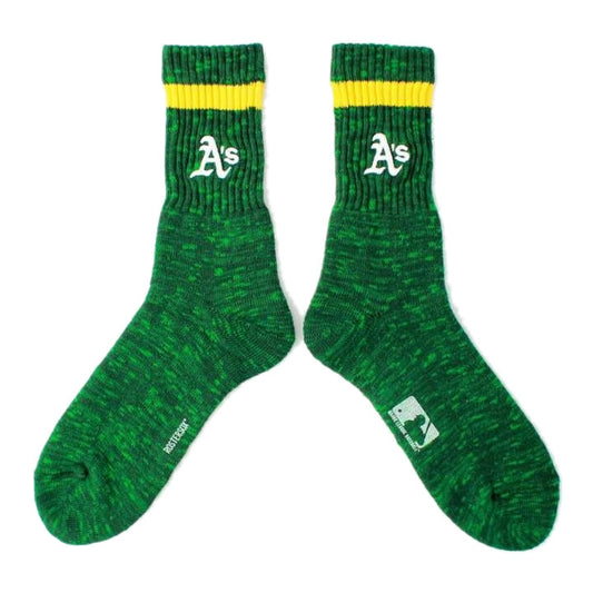 ROSTER SOX(ロスターソックス) x MLB / 靴下 クルーソックス / 3D MLB SOCKS - GREEN / MLB-106-OAK / メンズ