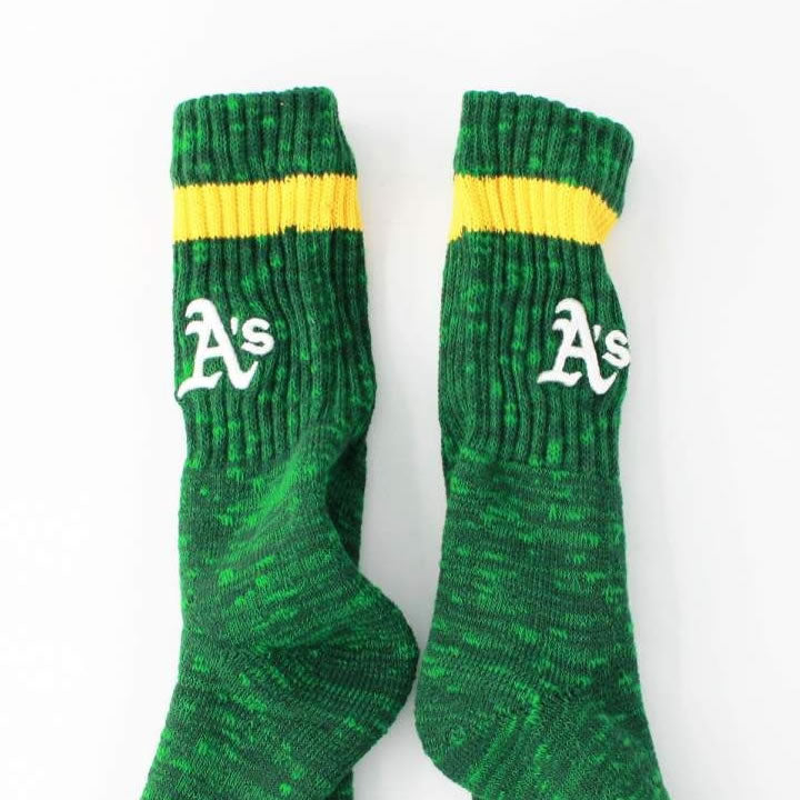 ROSTER SOX(ロスターソックス) x MLB / 靴下 クルーソックス / 3D MLB SOCKS - GREEN / MLB-106-OAK / メンズ